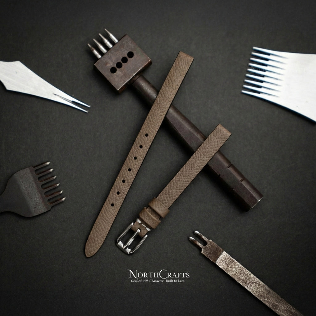 Brown Leather Watch Strap for Women (8mm–14mm) – Personalized Handmade – NorthCrafts | NorthCrafts