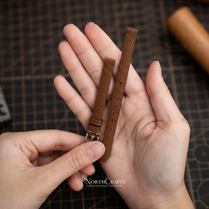 Brown Leather Watch Strap for Women (8mm–14mm) – Personalized Handmade – NorthCrafts | NorthCrafts