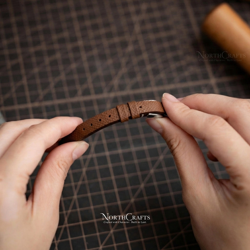 Brown Leather Watch Strap for Women (8mm–14mm) – Personalized Handmade – NorthCrafts | NorthCrafts