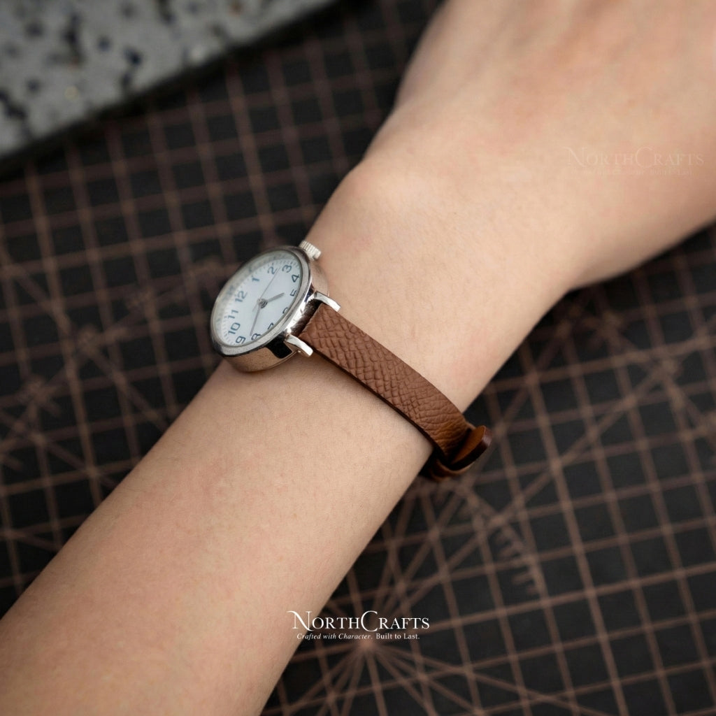 Brown Leather Watch Strap for Women (8mm–14mm) – Personalized Handmade – NorthCrafts | NorthCrafts