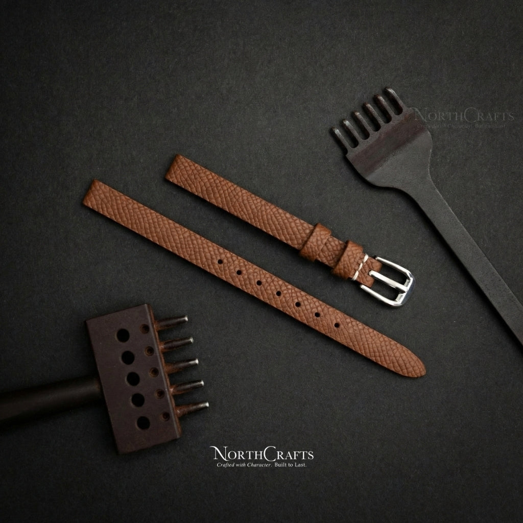 Brown Leather Watch Strap for Women (8mm–14mm) – Personalized Handmade – NorthCrafts | NorthCrafts