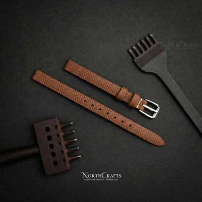 Brown Leather Watch Strap for Women (8mm–14mm) – Personalized Handmade – NorthCrafts | NorthCrafts