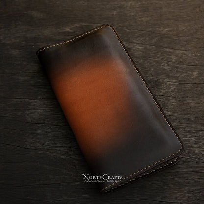 Brown Long Leather Wallet with Phone Holder for Men – Personalized Handmade – NorthCrafts | NorthCrafts
