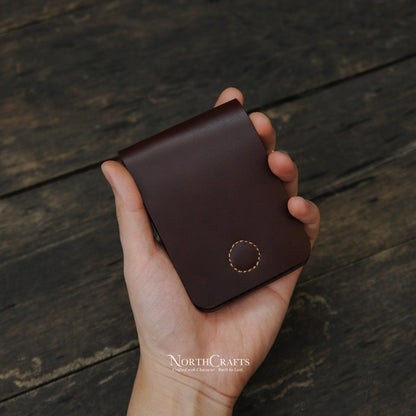 Brown Minimal Leather Front Pocket Wallet for Men – Personalized Handmade – NorthCrafts