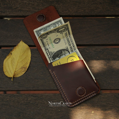 Brown Minimal Leather Front Pocket Wallet for Men – Personalized Handmade – NorthCrafts