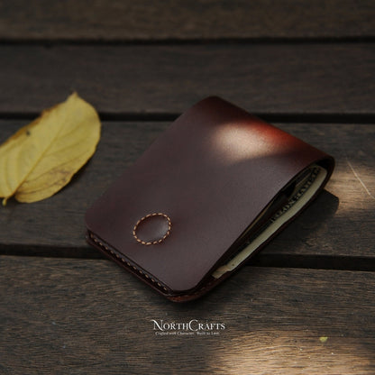 Brown Minimal Leather Front Pocket Wallet for Men – Personalized Handmade – NorthCrafts
