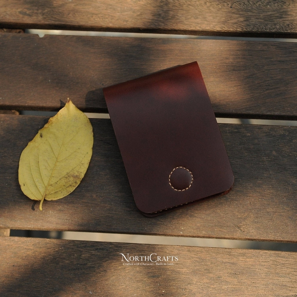 Brown Minimal Leather Front Pocket Wallet for Men – Personalized Handmade – NorthCrafts