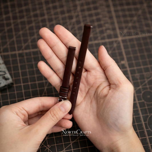 Brown Small Leather Watch Strap for Women (8mm–14mm) – Personalized Handmade – NorthCrafts | NorthCrafts