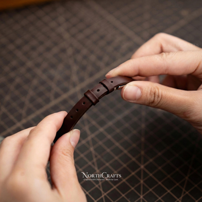 Brown Small Leather Watch Strap for Women (8mm–14mm) – Personalized Handmade – NorthCrafts | NorthCrafts