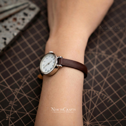 Brown Small Leather Watch Strap for Women (8mm–14mm) – Personalized Handmade – NorthCrafts | NorthCrafts