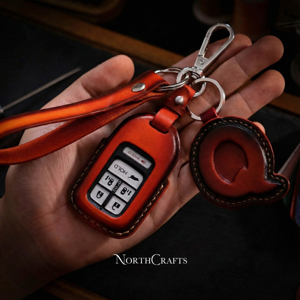 Handcrafted Leather Key Fob Cover for Civic, Accord, CR-V, Pilot & Odyssey with Strap & Initial Charm – NorthCrafts