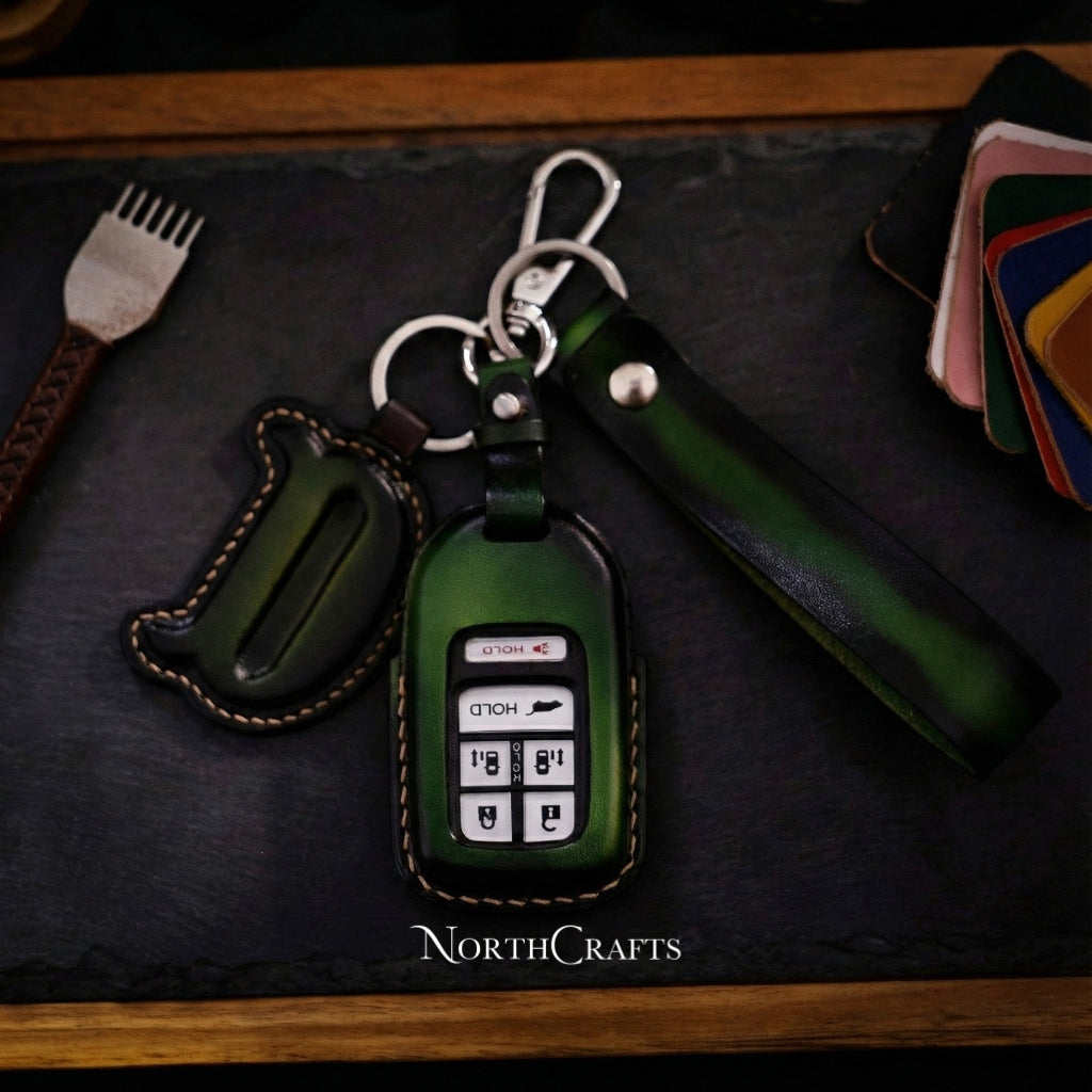 Handcrafted Leather Key Fob Cover for Civic, Accord, CR-V, Pilot & Odyssey with Strap & Initial Charm – NorthCrafts