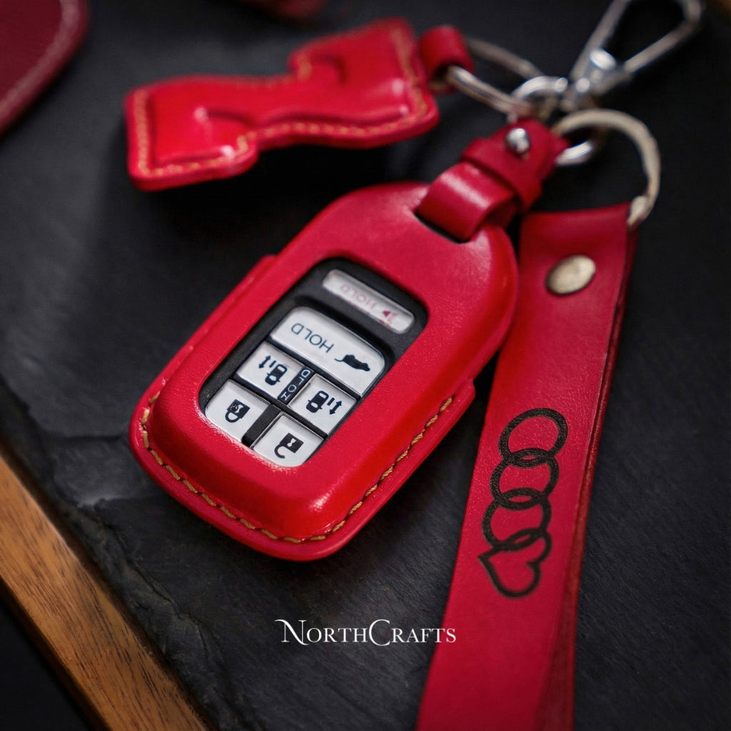 Handcrafted Leather Key Fob Cover for Civic, Accord, CR-V, Pilot & Odyssey with Strap & Initial Charm – NorthCrafts