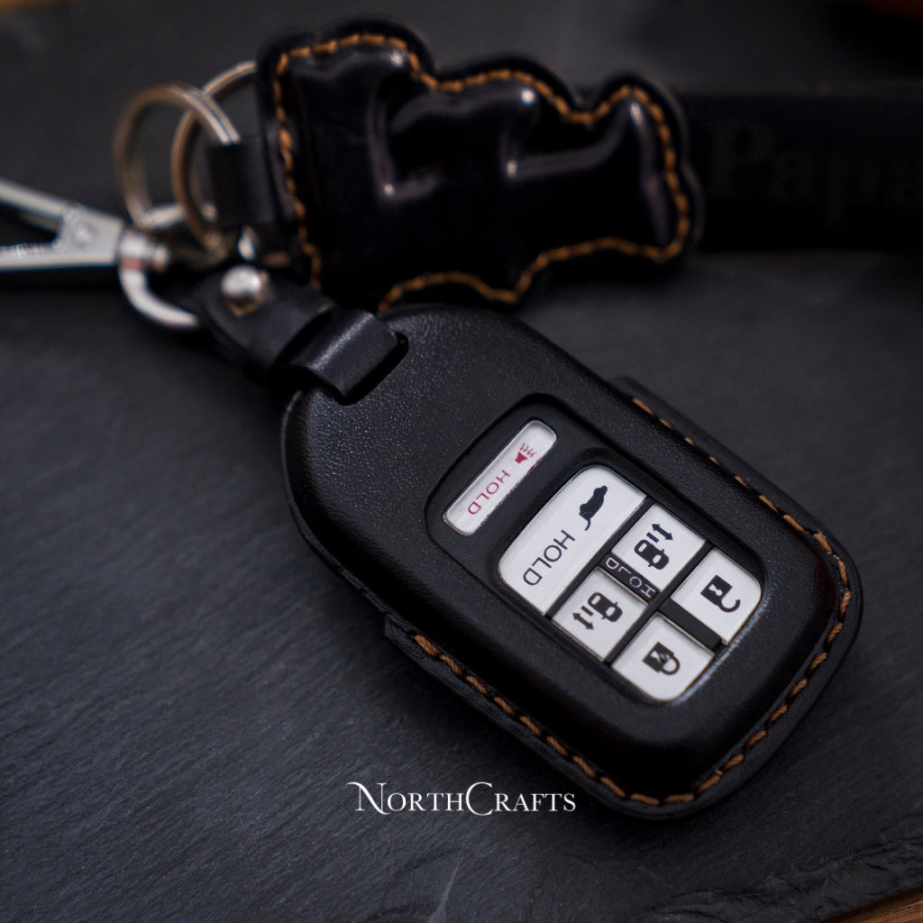 Leather Car Key Fob for Honda Civic with Strap & Charm | NorthCrafts