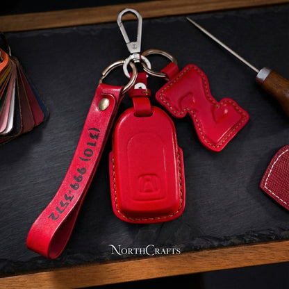 Leather Car Key Fob for Honda Civic with Strap & Charm | NorthCrafts