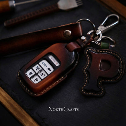 Leather Car Key Fob for Honda Civic with Strap & Charm | NorthCrafts