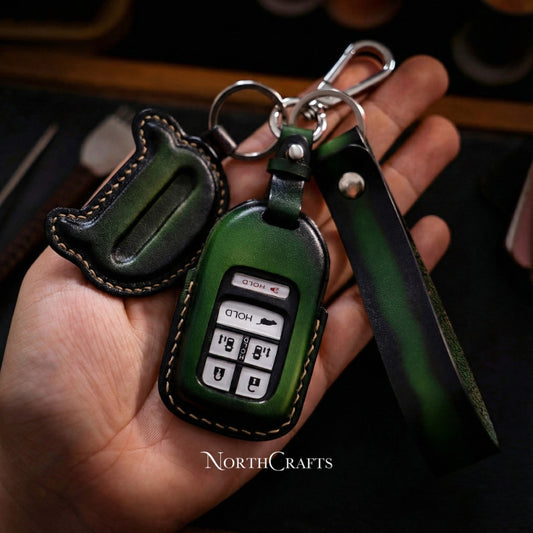 Leather Car Key Fob for Honda Civic with Strap & Charm | NorthCrafts