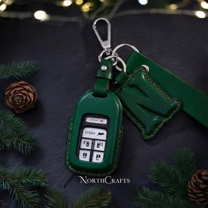 Leather Car Key Fob for Honda Civic with Strap & Charm | NorthCrafts