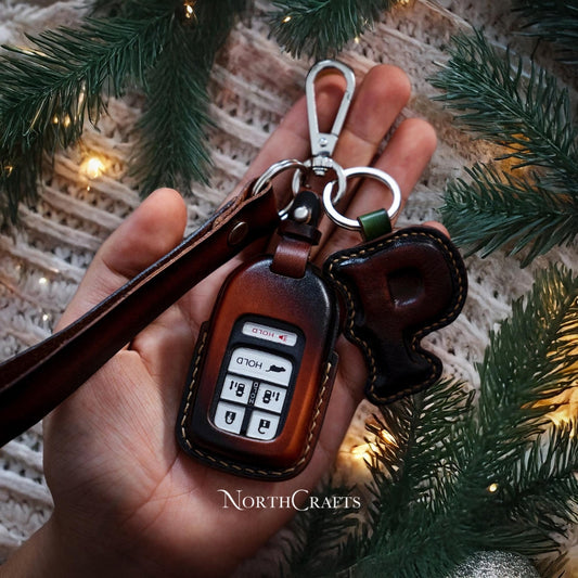 Leather Key Fob Cover for CR-V, Civic, Accord, Pilot, HR-V, CR-Z, Odyssey, Ridgeline & Crosstour – Personalized Handmade – NorthCrafts | NorthCrafts