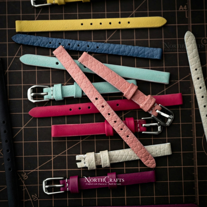 Dusty Pink Small Leather Watch Strap for Women – Personalized Handmade – NorthCrafts | NorthCrafts