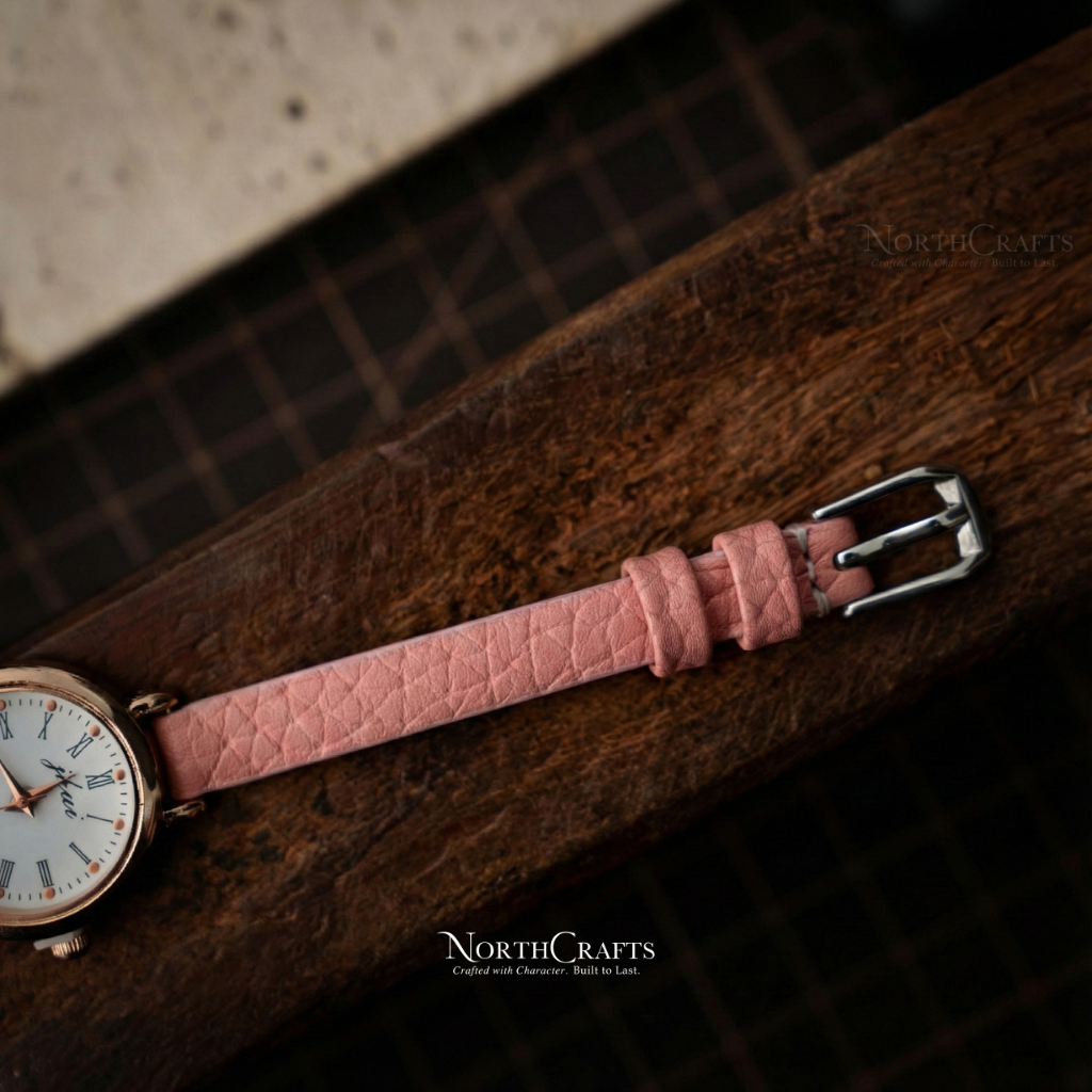 Dusty Pink Small Leather Watch Strap for Women – Personalized Handmade – NorthCrafts | NorthCrafts