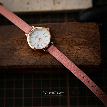 Dusty Pink Small Leather Watch Strap for Women – Personalized Handmade – NorthCrafts | NorthCrafts
