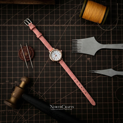 Dusty Pink Small Leather Watch Strap for Women – Personalized Handmade – NorthCrafts | NorthCrafts