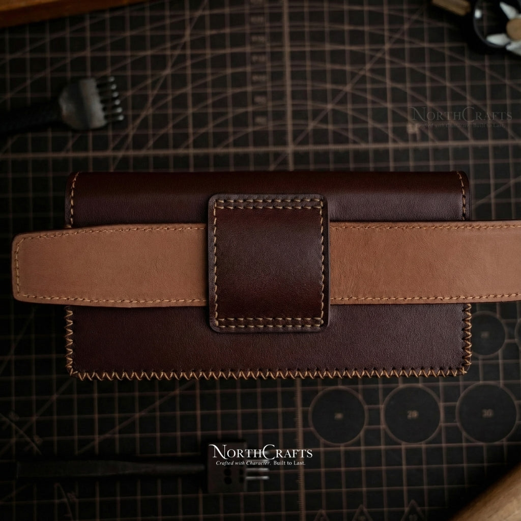 EDC Brown Full-Grain Leather Phone Holster with Belt Loop for Men (iPhone 17, 16 & 15 Series) – Personalized Handmade – NorthCrafts | NorthCrafts