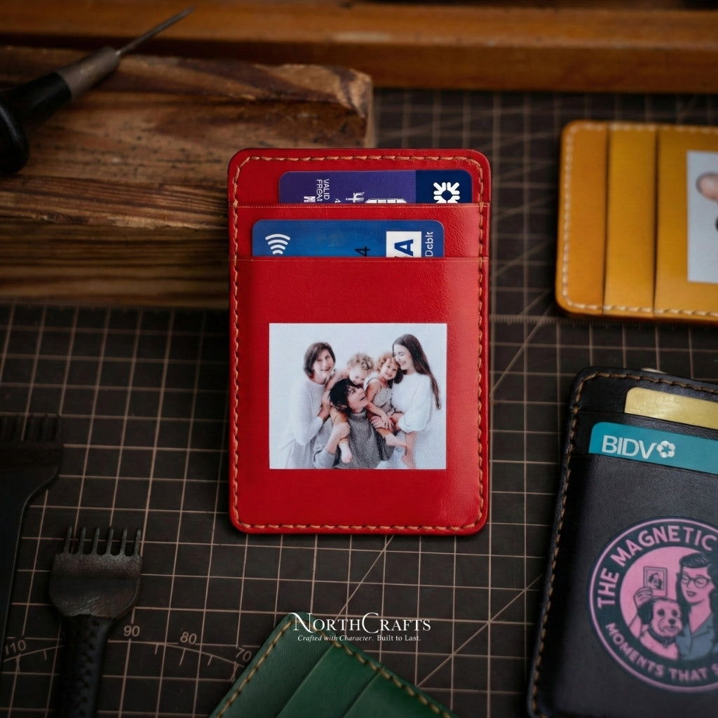 EDC Minimal Leather Card Wallet for Men – Personalized Handmade – NorthCrafts | NorthCrafts