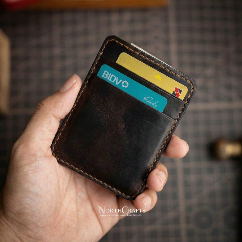 EDC Minimal Leather Card Wallet for Men – Personalized Handmade – NorthCrafts | NorthCrafts