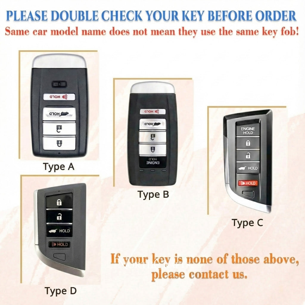 Leather Key Fob Cover with Strap & Initial Charm for Acura MDX CDX NSX RDX RLX TLX TLX-L | NorthCrafts