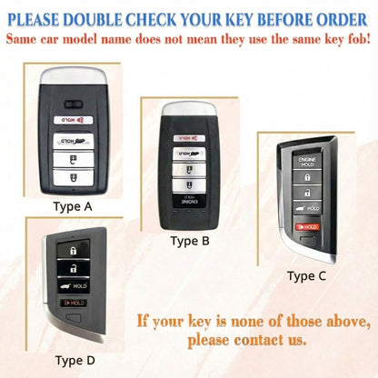 Leather Key Fob Cover with Strap & Initial Charm for Acura MDX CDX NSX RDX RLX TLX TLX-L | NorthCrafts