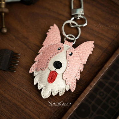 Leather Border Collie Bag Charm – Personalized Handmade – NorthCrafts | NorthCrafts