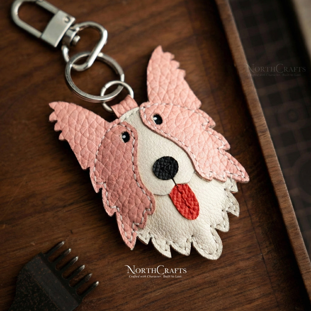 Leather Border Collie Bag Charm – Personalized Handmade – NorthCrafts | NorthCrafts
