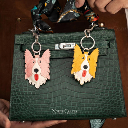 Leather Border Collie Bag Charm – Personalized Handmade – NorthCrafts | NorthCrafts