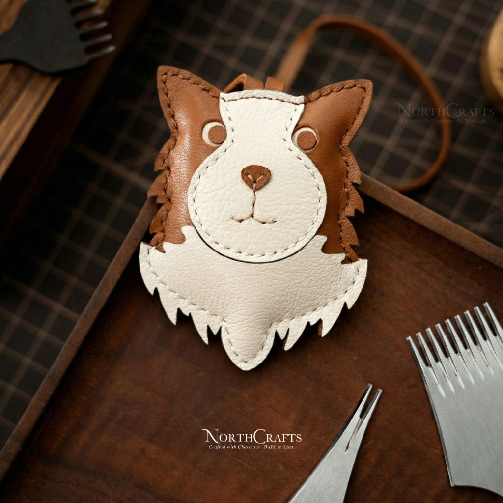 Leather Border Collie Bag Charm for Women – Personalized Handmade – NorthCrafts | NorthCrafts
