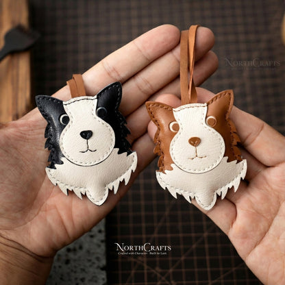 Leather Border Collie Bag Charm for Women – Personalized Handmade – NorthCrafts | NorthCrafts