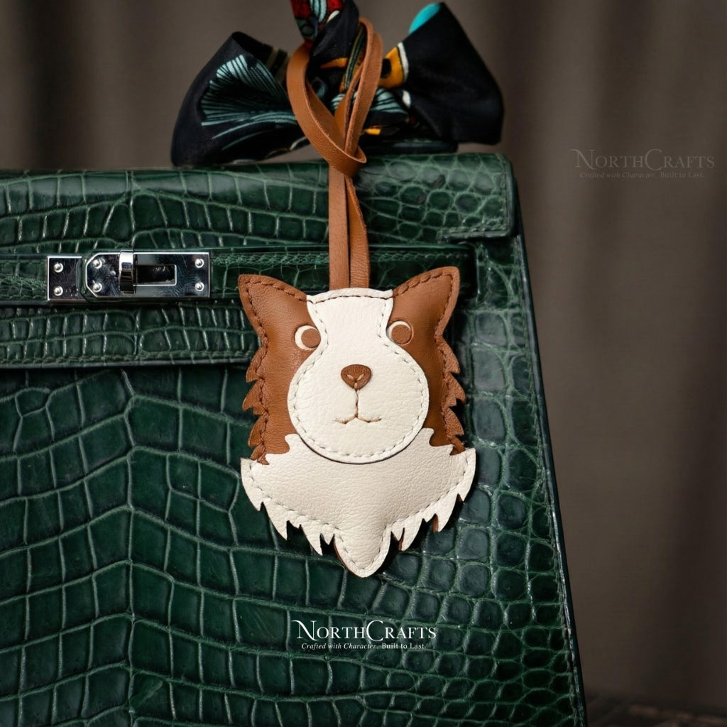 Leather Border Collie Bag Charm for Women – Personalized Handmade – NorthCrafts | NorthCrafts