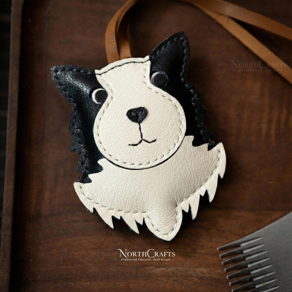 Leather Border Collie Bag Charm for Women – Personalized Handmade – NorthCrafts | NorthCrafts