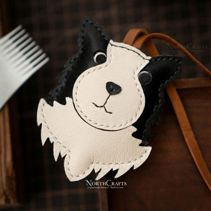 Leather Border Collie Bag Charm for Women – Personalized Handmade – NorthCrafts | NorthCrafts