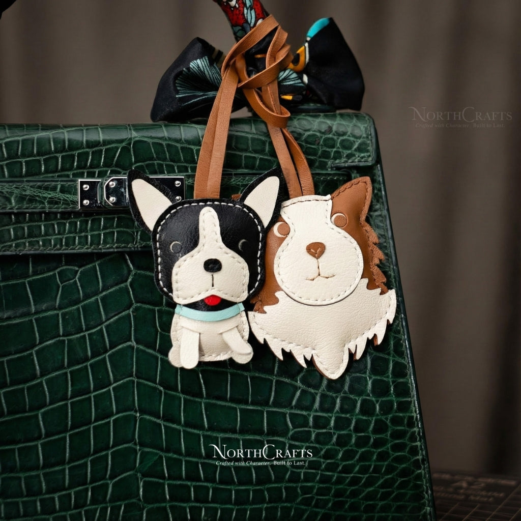 Leather Border Collie Bag Charm for Women – Personalized Handmade – NorthCrafts | NorthCrafts