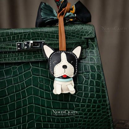 Leather Boston Terrier Bag Charm for Women – Personalized Handmade – NorthCrafts | NorthCrafts