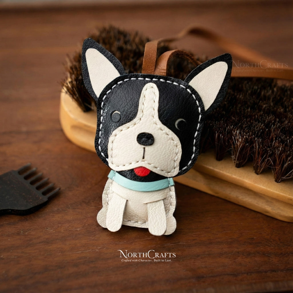 Leather Boston Terrier Bag Charm for Women – Personalized Handmade – NorthCrafts | NorthCrafts