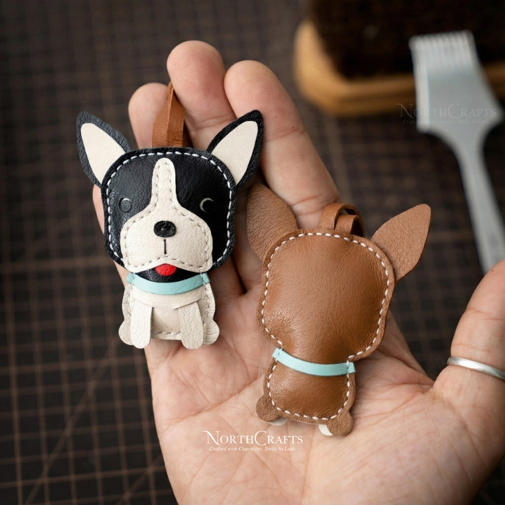 Leather Boston Terrier Bag Charm for Women – Personalized Handmade – NorthCrafts | NorthCrafts