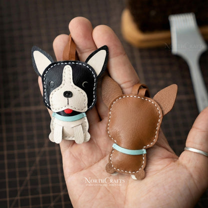 Leather Boston Terrier Bag Charm for Women – Personalized Handmade – NorthCrafts | NorthCrafts