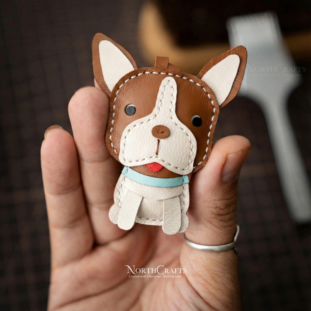 Leather Boston Terrier Bag Charm for Women – Personalized Handmade – NorthCrafts | NorthCrafts