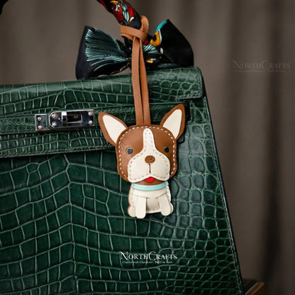 Leather Boston Terrier Bag Charm for Women – Personalized Handmade – NorthCrafts | NorthCrafts