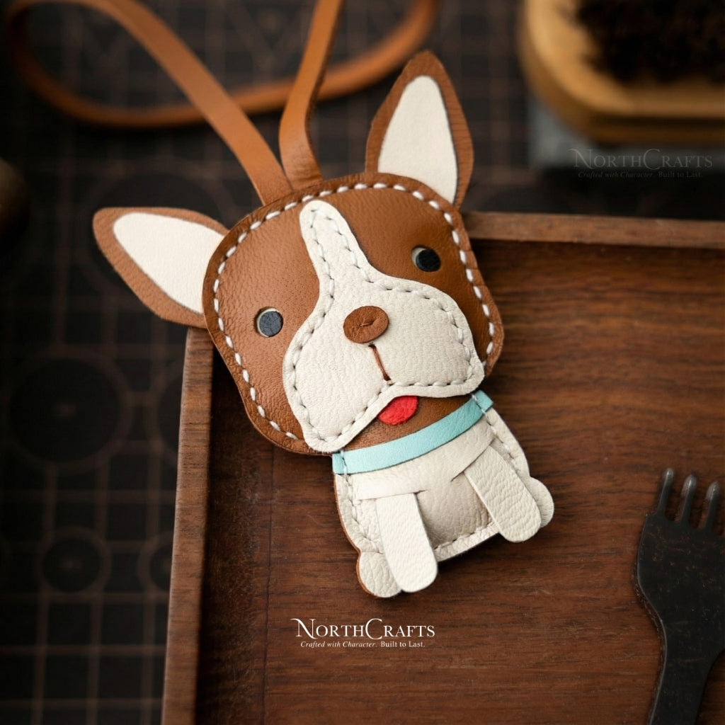 Leather Boston Terrier Bag Charm for Women – Personalized Handmade – NorthCrafts | NorthCrafts