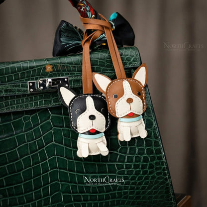 Leather Boston Terrier Bag Charm for Women – Personalized Handmade – NorthCrafts | NorthCrafts