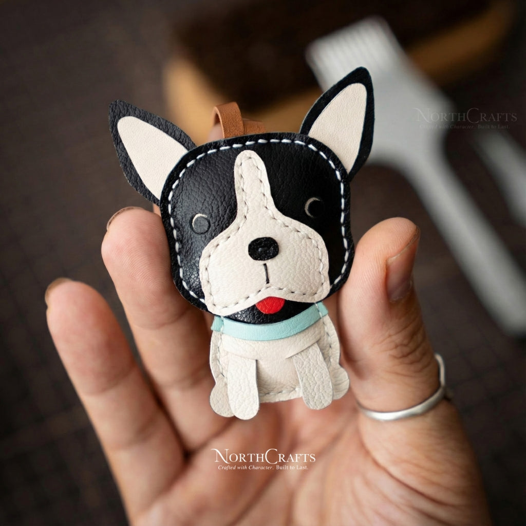 Leather Boston Terrier Bag Charm for Women – Personalized Handmade – NorthCrafts | NorthCrafts